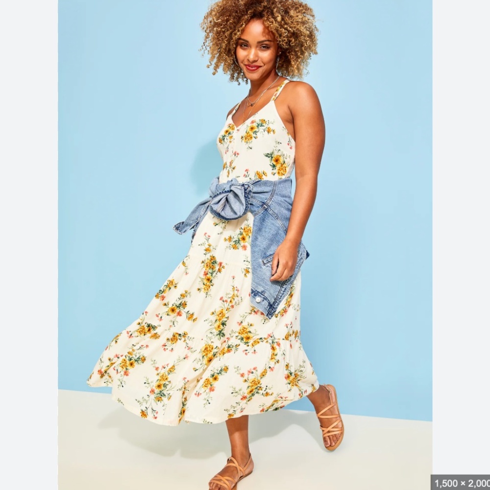 Old Navy Printed Fit & Flare Tiered Maxi Sundress